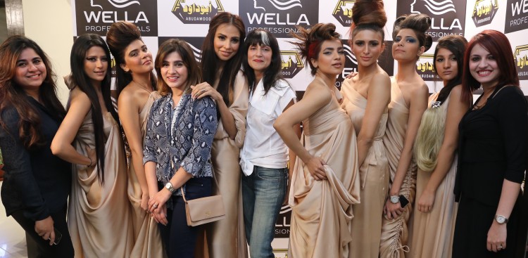 Models with Wella Team and designer for the night Sadaf Malaterre