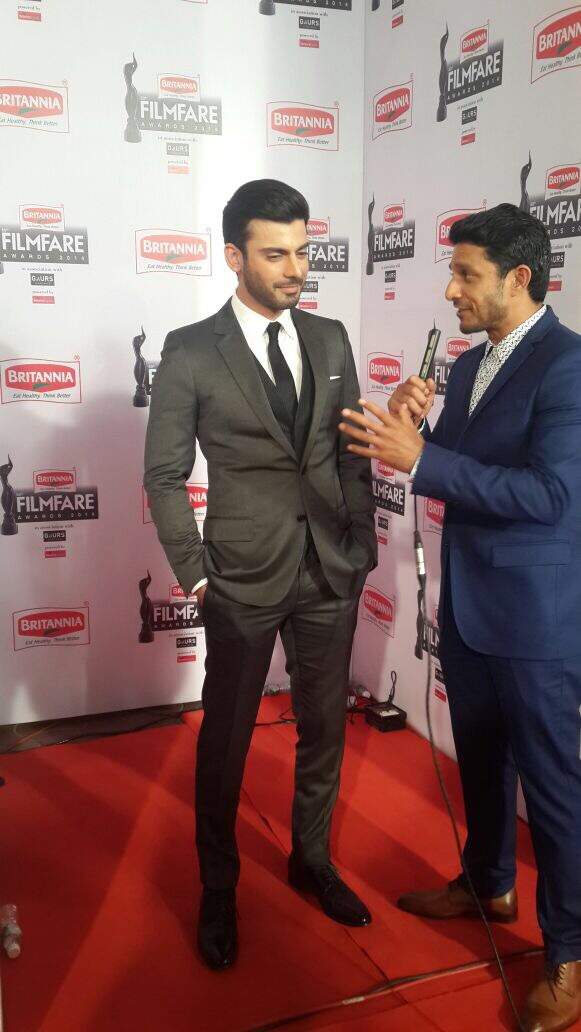 Fawad Khan gives an interview at the Filmfare Red Carpet